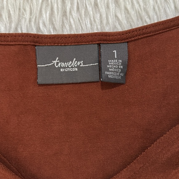 Chico's Travelers brown gold slinky Top size medium - Picture 5 of 7